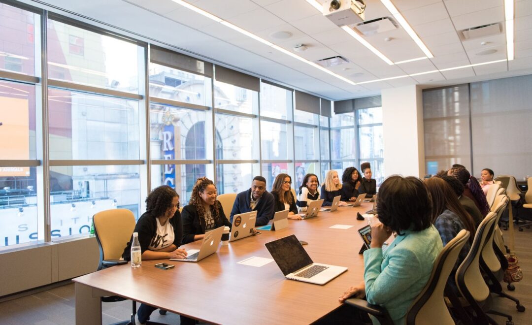 A briefing session in a meeting room