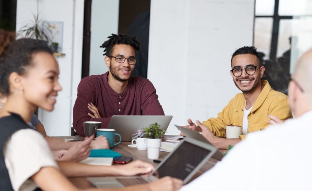 A content team planning a campaign together