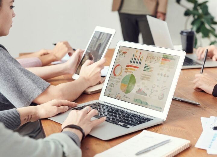 A team reviewing content performance and search data together